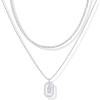 imagePAVOI 14K Gold Plated Cubic Zirconia Letter Pendant Layered Necklace  Framed Initial Letter Cable Singapore Chains Layering Necklaces for WomenWhite Gold
