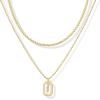 imagePAVOI 14K Gold Plated Cubic Zirconia Letter Pendant Layered Necklace  Framed Initial Letter Cable Singapore Chains Layering Necklaces for WomenYellow Gold