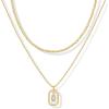 imagePAVOI 14K Gold Plated Cubic Zirconia Letter Pendant Layered Necklace  Framed Initial Letter Cable Singapore Chains Layering Necklaces for WomenYellow Gold