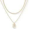 imagePAVOI 14K Gold Plated Cubic Zirconia Letter Pendant Layered Necklace  Framed Initial Letter Cable Singapore Chains Layering Necklaces for WomenYellow Gold
