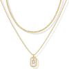 imagePAVOI 14K Gold Plated Cubic Zirconia Letter Pendant Layered Necklace  Framed Initial Letter Cable Singapore Chains Layering Necklaces for WomenYellow Gold
