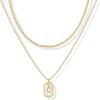 imagePAVOI 14K Gold Plated Cubic Zirconia Letter Pendant Layered Necklace  Framed Initial Letter Cable Singapore Chains Layering Necklaces for WomenYellow Gold
