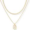 imagePAVOI 14K Gold Plated Cubic Zirconia Letter Pendant Layered Necklace  Framed Initial Letter Cable Singapore Chains Layering Necklaces for WomenYellow Gold