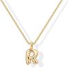 imagePAVOI 14K Gold Plated Dainty Chunky Bubble Initial Letter Pendant Necklace for Women  Alphabet Letter NecklaceYellow Gold