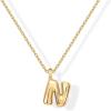 imagePAVOI 14K Gold Plated Dainty Chunky Bubble Initial Letter Pendant Necklace for Women  Alphabet Letter NecklaceYellow Gold