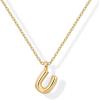 imagePAVOI 14K Gold Plated Dainty Chunky Bubble Initial Letter Pendant Necklace for Women  Alphabet Letter NecklaceYellow Gold