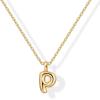 imagePAVOI 14K Gold Plated Dainty Chunky Bubble Initial Letter Pendant Necklace for Women  Alphabet Letter NecklaceYellow Gold