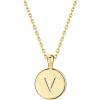 imagePAVOI 14K Gold Plated Initial Letter Pendant Necklace for Women  Gold Alphabetical Initial Necklace V