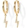 imagePAVOI 14K Gold Plated S925 Sterling Silver Post Lightweight Drop Dangle Huggie Hoop Earrings for Women  Star Lock Pearl Cross Lightening Coin  Dainty EarringsYellow Gold