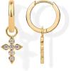 imagePAVOI 14K Gold Plated S925 Sterling Silver Post Lightweight Drop Dangle Huggie Hoop Earrings for Women  Star Lock Pearl Cross Lightening Coin  Dainty EarringsYellow Gold