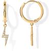 imagePAVOI 14K Gold Plated S925 Sterling Silver Post Lightweight Drop Dangle Huggie Hoop Earrings for Women  Star Lock Pearl Cross Lightening Coin  Dainty EarringsYellow Gold