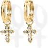 imagePAVOI 14K Gold Plated S925 Sterling Silver Post Lightweight Drop Dangle Huggie Hoop Earrings for Women  Star Lock Pearl Cross Lightening Coin  Dainty EarringsYellow Gold