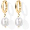 imagePAVOI 14K Gold Plated S925 Sterling Silver Post Lightweight Drop Dangle Huggie Hoop Earrings for Women  Star Lock Pearl Cross Lightening Coin  Dainty EarringsYellow Gold