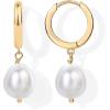 imagePAVOI 14K Gold Plated S925 Sterling Silver Post Lightweight Drop Dangle Huggie Hoop Earrings for Women  Star Lock Pearl Cross Lightening Coin  Dainty EarringsYellow Gold