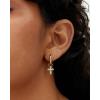 imagePAVOI 14K Gold Plated S925 Sterling Silver Post Lightweight Drop Dangle Huggie Hoop Earrings for Women  Star Lock Pearl Cross Lightening Coin  Dainty EarringsYellow Gold