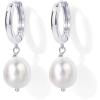 imagePAVOI 14K Gold Plated S925 Sterling Silver Post Lightweight Drop Dangle Huggie Hoop Earrings for Women  Star Lock Pearl Cross Lightening Coin  Dainty EarringsWhite Gold