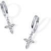 imagePAVOI 14K Gold Plated S925 Sterling Silver Post Lightweight Drop Dangle Huggie Hoop Earrings for Women  Star Lock Pearl Cross Lightening Coin  Dainty EarringsWhite Gold