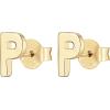 imagePAVOI 14K Gold Plated Sterling Silver Alphabet Letter Earrings  Personalized Initial Earrings P