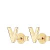 imagePAVOI 14K Gold Plated Sterling Silver Alphabet Letter Earrings  Personalized Initial Earrings V