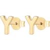 imagePAVOI 14K Gold Plated Sterling Silver Alphabet Letter Earrings  Personalized Initial Earrings Y