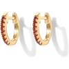 imagePAVOI 14K Gold Plated Sterling Silver Post Huggies  Cubic Zirconia Huggie Earrings for Women  Green Garnet Spinel Blue Black Multicolored StonesGarnet