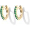 imagePAVOI 14K Gold Plated Sterling Silver Post Huggies  Cubic Zirconia Huggie Earrings for Women  Green Garnet Spinel Blue Black Multicolored StonesGreen CZ