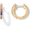 imagePAVOI 14K Gold Plated Sterling Silver Post Huggies  Cubic Zirconia Huggie Earrings for Women  Green Garnet Spinel Blue Black Multicolored StonesMulti Colored