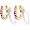 imagePAVOI 14K Gold Plated Sterling Silver Post Huggies  Cubic Zirconia Huggie Earrings for Women  Green Garnet Spinel Blue Black Multicolored StonesMulti Colored