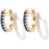 imagePAVOI 14K Gold Plated Sterling Silver Post Huggies  Cubic Zirconia Huggie Earrings for Women  Green Garnet Spinel Blue Black Multicolored StonesNano Spinel Blue