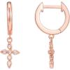 imagePAVOI 14K Gold Plated Sterling Silver Posts Cross Earrings for Women  Small Religious Faith Cubic Zirconia Cross Studs Huggies EarringsRose Gold