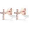 imagePAVOI 14K Gold Plated Sterling Silver Posts Cross Earrings for Women  Small Religious Faith Cubic Zirconia Cross Studs Huggies EarringsRose Gold
