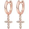 imagePAVOI 14K Gold Plated Sterling Silver Posts Cross Earrings for Women  Small Religious Faith Cubic Zirconia Cross Studs Huggies EarringsRose Gold