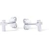 imagePAVOI 14K Gold Plated Sterling Silver Posts Cross Earrings for Women  Small Religious Faith Cubic Zirconia Cross Studs Huggies EarringsWhite Gold