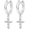 imagePAVOI 14K Gold Plated Sterling Silver Posts Cross Earrings for Women  Small Religious Faith Cubic Zirconia Cross Studs Huggies EarringsWhite Gold