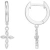 imagePAVOI 14K Gold Plated Sterling Silver Posts Cross Earrings for Women  Small Religious Faith Cubic Zirconia Cross Studs Huggies EarringsWhite Gold