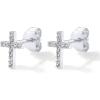imagePAVOI 14K Gold Plated Sterling Silver Posts Cross Earrings for Women  Small Religious Faith Cubic Zirconia Cross Studs Huggies EarringsWhite Gold