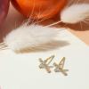 imagePAVOI 14K Gold Plated Sterling Silver Posts Cross Earrings for Women  Small Religious Faith Cubic Zirconia Cross Studs Huggies EarringsYellow Gold