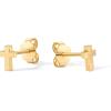 imagePAVOI 14K Gold Plated Sterling Silver Posts Cross Earrings for Women  Small Religious Faith Cubic Zirconia Cross Studs Huggies EarringsYellow Gold