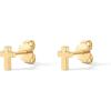 imagePAVOI 14K Gold Plated Sterling Silver Posts Cross Earrings for Women  Small Religious Faith Cubic Zirconia Cross Studs Huggies EarringsYellow Gold