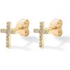 imagePAVOI 14K Gold Plated Sterling Silver Posts Cross Earrings for Women  Small Religious Faith Cubic Zirconia Cross Studs Huggies EarringsYellow Gold