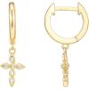 imagePAVOI 14K Gold Plated Sterling Silver Posts Cross Earrings for Women  Small Religious Faith Cubic Zirconia Cross Studs Huggies EarringsYellow Gold
