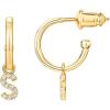 imagePAVOI 14K Gold Plated 925 Sterling Silver Post Huggie Earring with Initial Dangle  CZ Huggie Hoop Earrings  Womens Cubic Zirconia Initial HuggiesYellow Gold