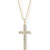 imagePAVOI 14K Gold Plated Cubic Zirconia Cross Pendant Necklaces for Women  Linear Bezel CZ Religious Cross Faith Pendant NecklaceYellow Gold
