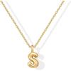 imagePAVOI 14K Gold Plated Dainty Chunky Bubble Initial Letter Pendant Necklace for Women  Alphabet Letter NecklaceYellow Gold