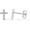 imagePAVOI 14K Gold Plated Sterling Silver Posts Cross Earrings for Women  Small Religious Faith Cubic Zirconia Cross Studs Huggies EarringsWhite Gold