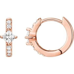 imagePAVOI 14K Gold Plated 925 Sterling Silver Cubic Zirconia Huggie Earrings  UShaped Snake Solitaire Small Round Huggie Stud Fashion Hoop Earrings for WomenRose Gold