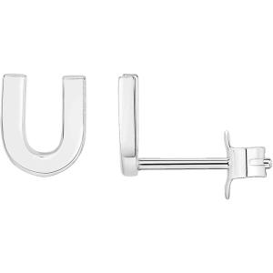 imagePAVOI 14K Gold Plated Sterling Silver Alphabet Letter Earrings  Personalized Initial Earrings U