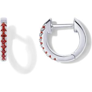 imagePAVOI 14K Gold Plated Sterling Silver Post Huggies  Cubic Zirconia Huggie Earrings for Women  Green Garnet Spinel Blue Black Multicolored StonesGarnet