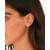 imagePAVOI 14K Gold 925 Sterling Silver Huggie Half Hoop Earrings for Women  Tiny Boho Colored Cartilage Earring  Blue Green Amethyst Garnet Black CZ Turquoise Opal PearlWhite Gold