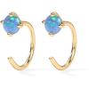 imagePAVOI 14K Gold 925 Sterling Silver Huggie Half Hoop Earrings for Women  Tiny Boho Colored Cartilage Earring  Blue Green Amethyst Garnet Black CZ Turquoise Opal PearlYellow Gold